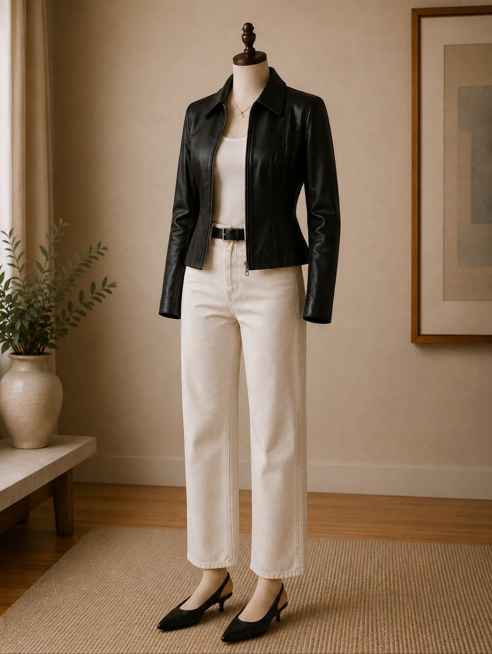 Covington Women’s Small Black Leather Jacket Soft Lined Full Zip Moto Style 6–8